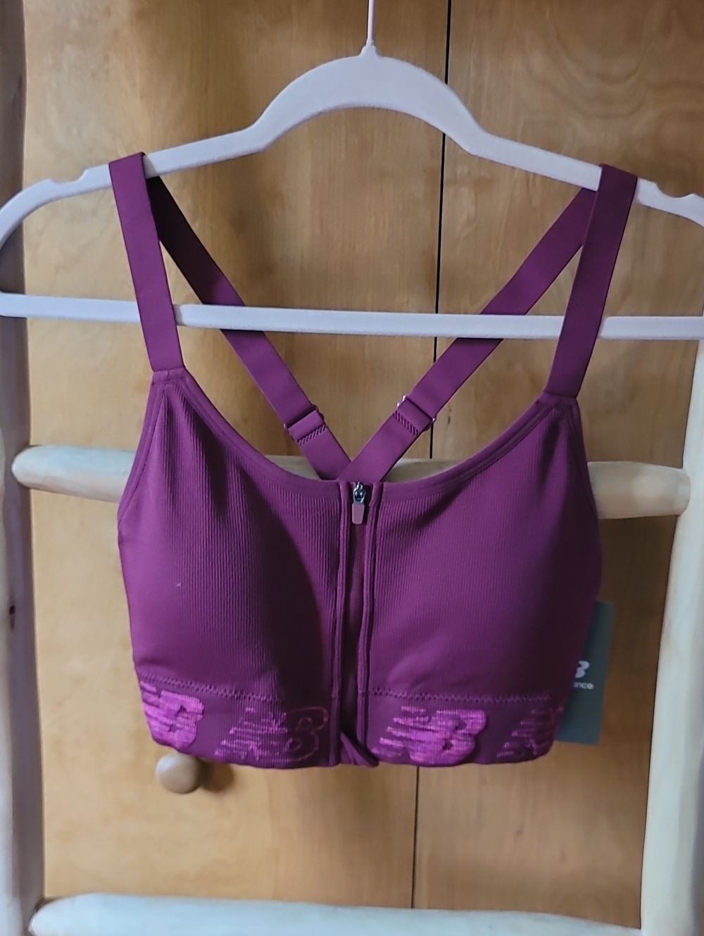 New Balance Front-Zip Sports Bra in Red Velvet